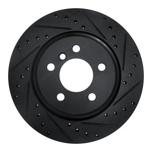 BMW 535I Brake Rotor (1) - Rear Right - R1 Concepts - Drilled & Slotted - Black - `11-`16